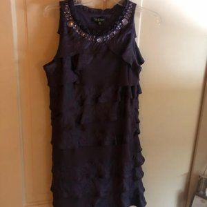 Purple ruffled cocktail dress